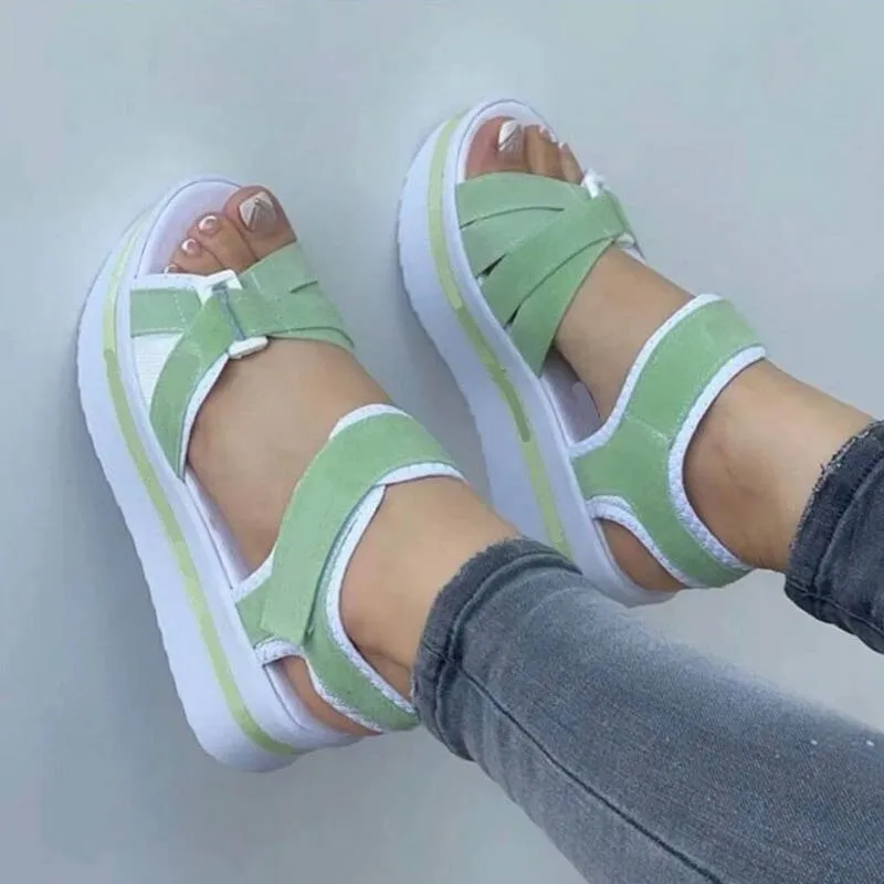 Summer Sandals For Women Casual Mid Heels Shoes Wedges Comfortable Platform Peep Toe Female Fashion Designer Sandalias 2023 New
