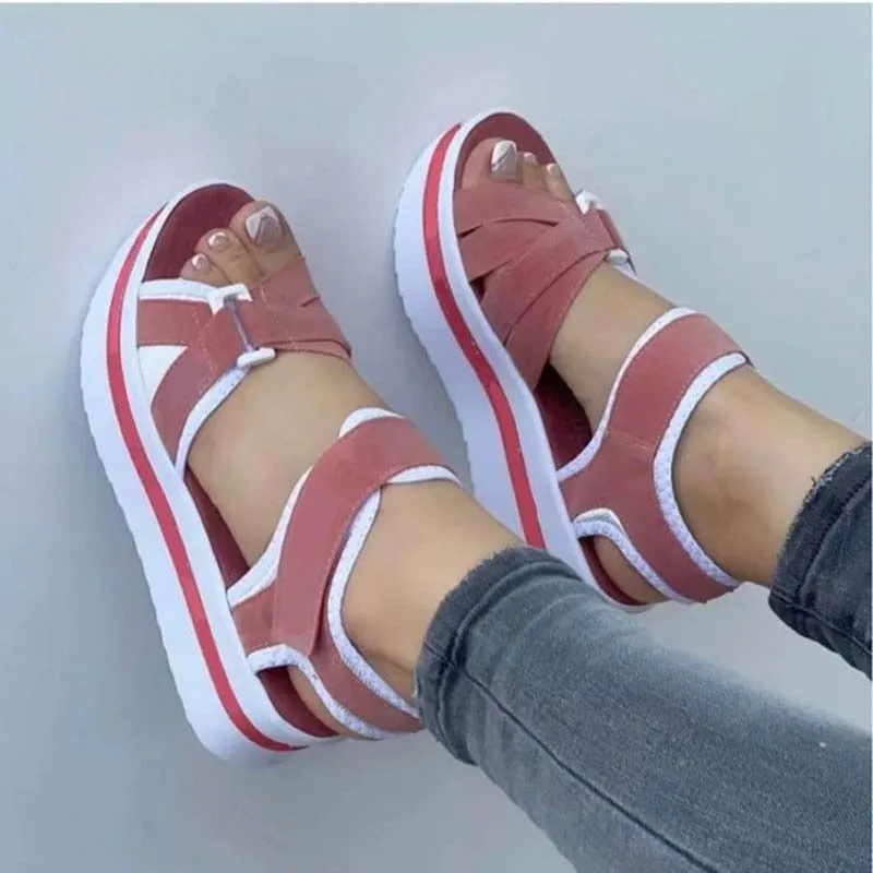 Summer Sandals For Women Casual Mid Heels Shoes Wedges Comfortable Platform Peep Toe Female Fashion Designer Sandalias 2023 New
