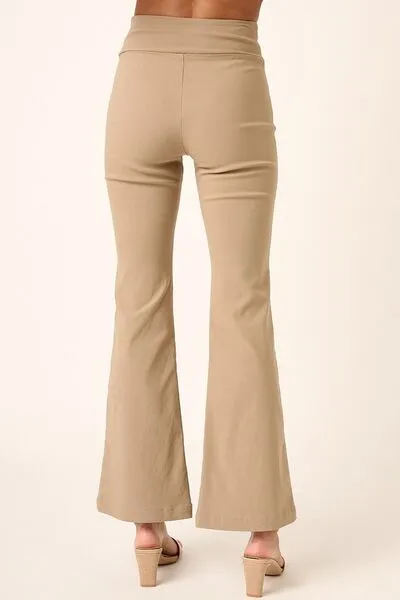 Surplice V Waist Flare Pants - Mocha