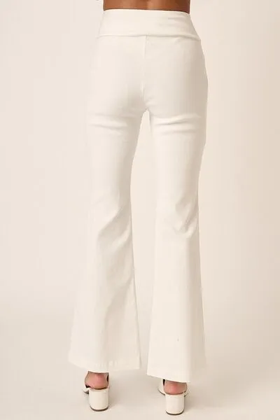 Surplice V Waist Flare Pants - White