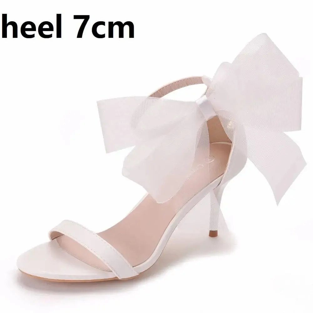 Sweet Bow Knot Ankle Strap Thin High Heels Sandals
