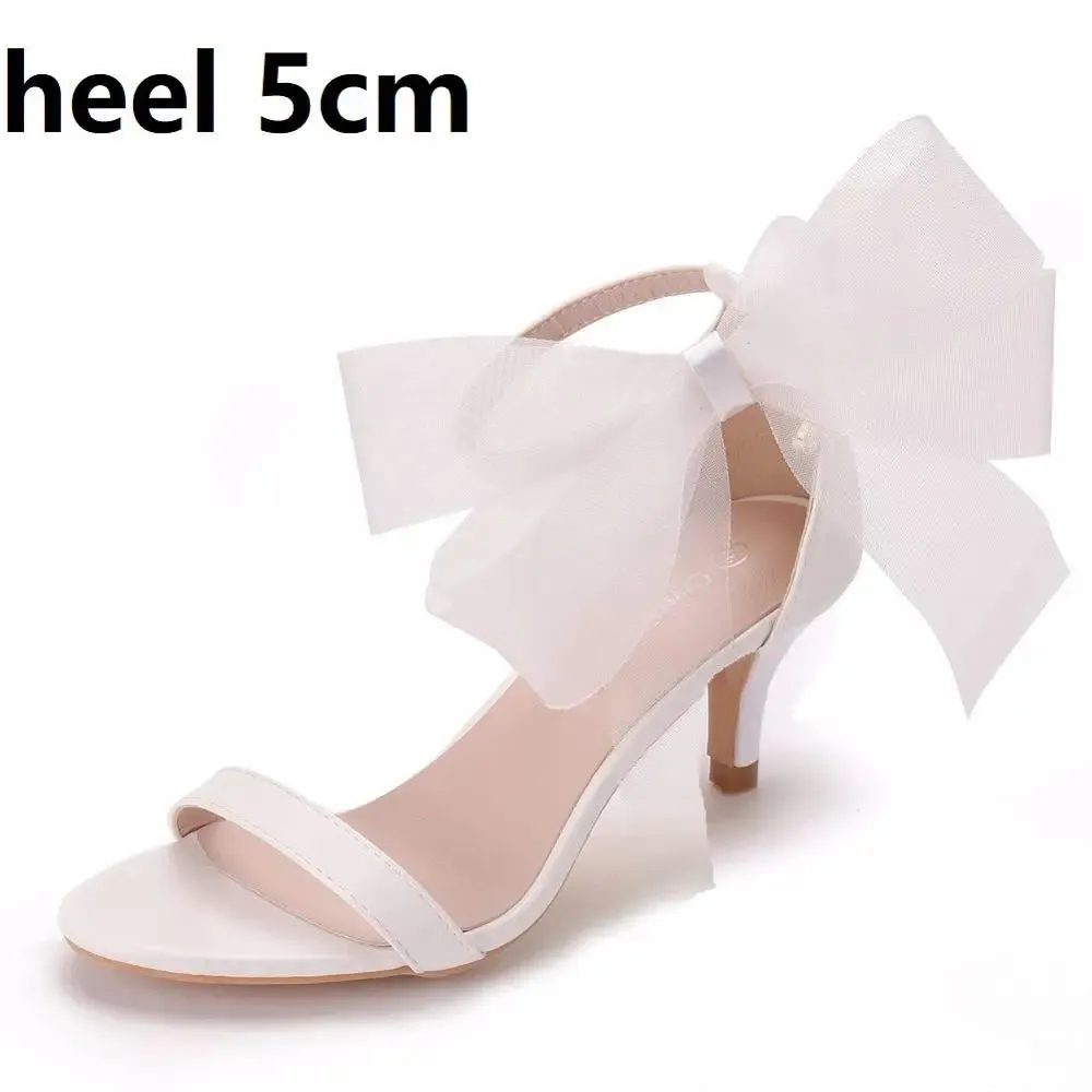 Sweet Bow Knot Ankle Strap Thin High Heels Sandals