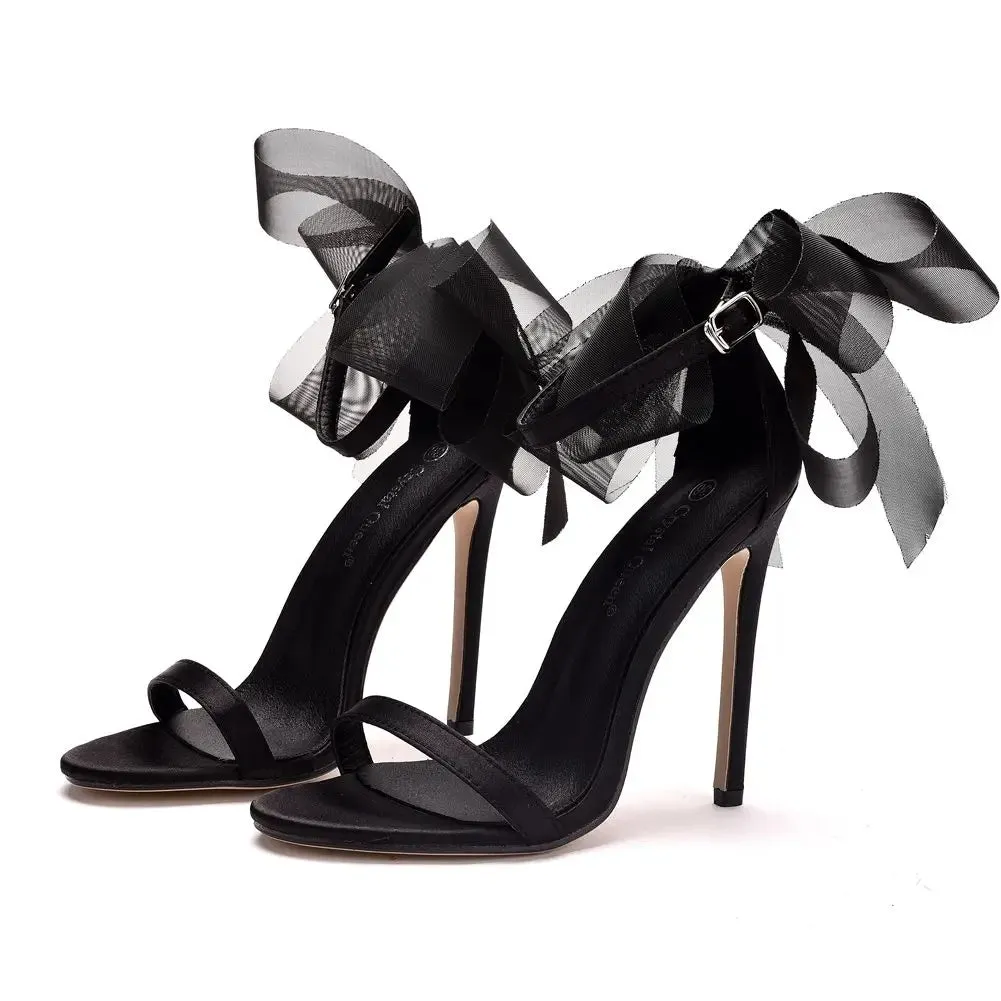 Sweet Bow Knot Ankle Strap Thin High Heels Sandals