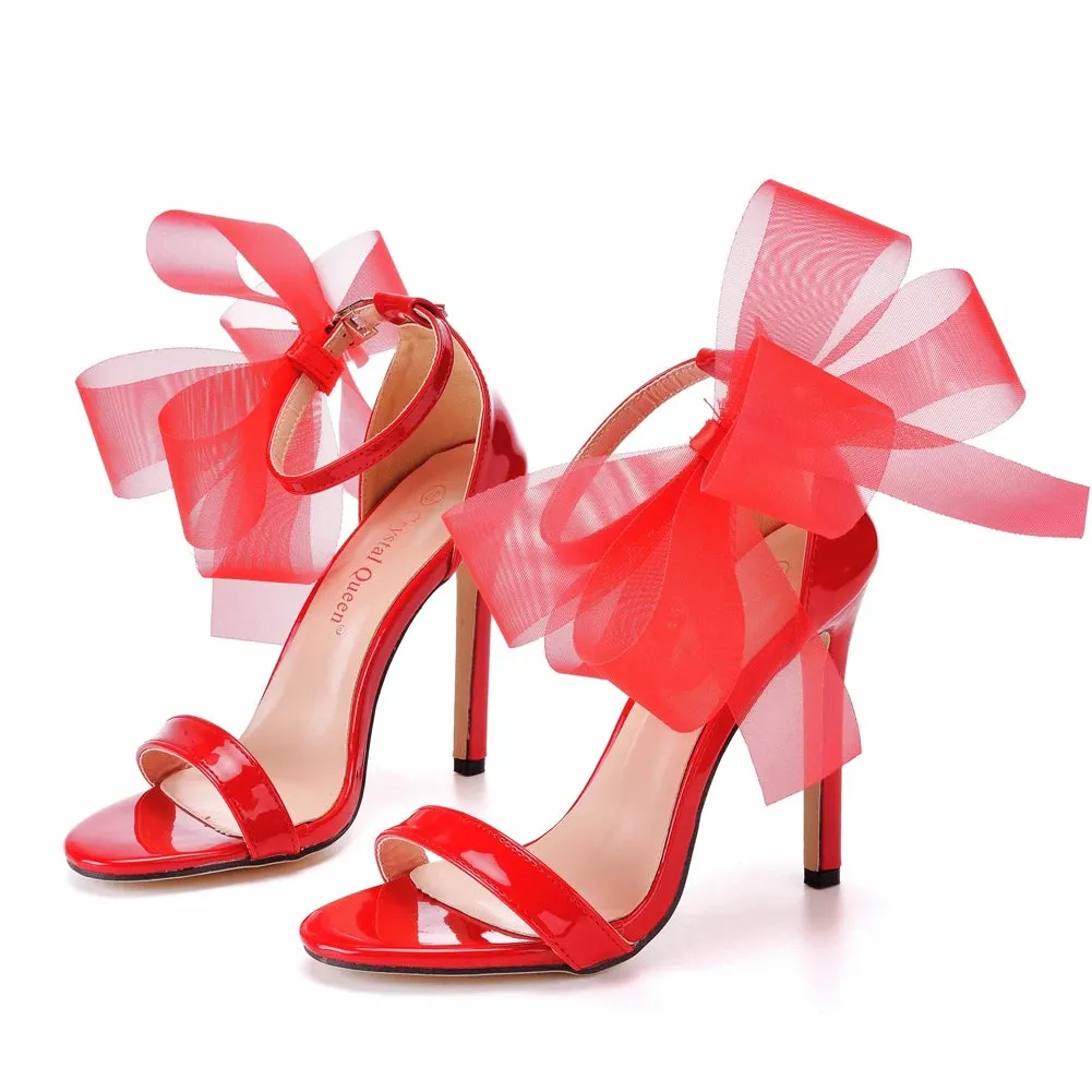 Sweet Bow Knot Ankle Strap Thin High Heels Sandals