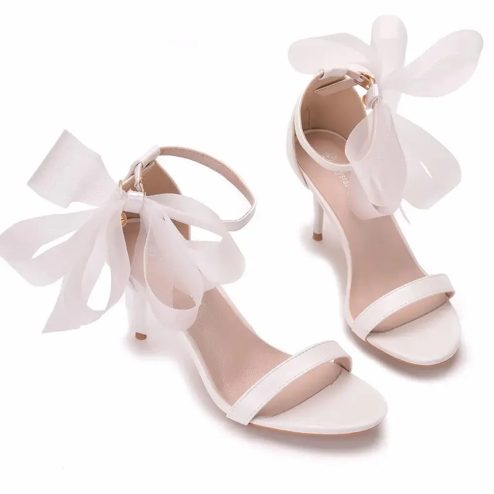Sweet Bow Knot Ankle Strap Thin High Heels Sandals