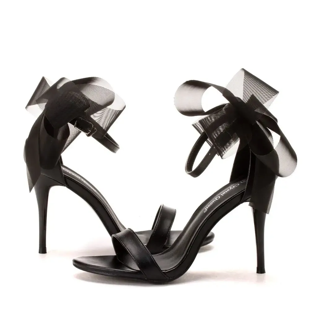 Sweet Bow Knot Ankle Strap Thin High Heels Sandals