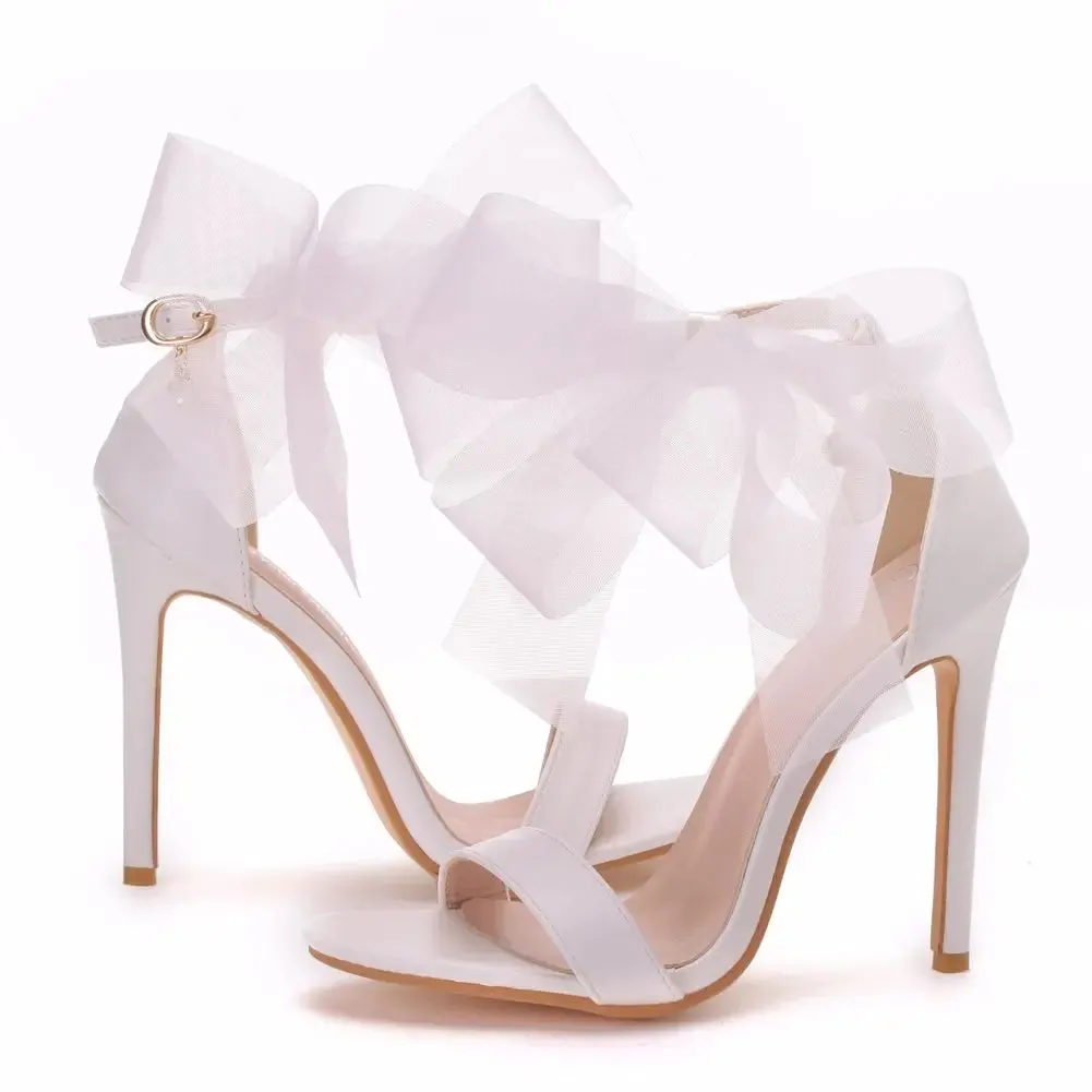 Sweet Bow Knot Ankle Strap Thin High Heels Sandals