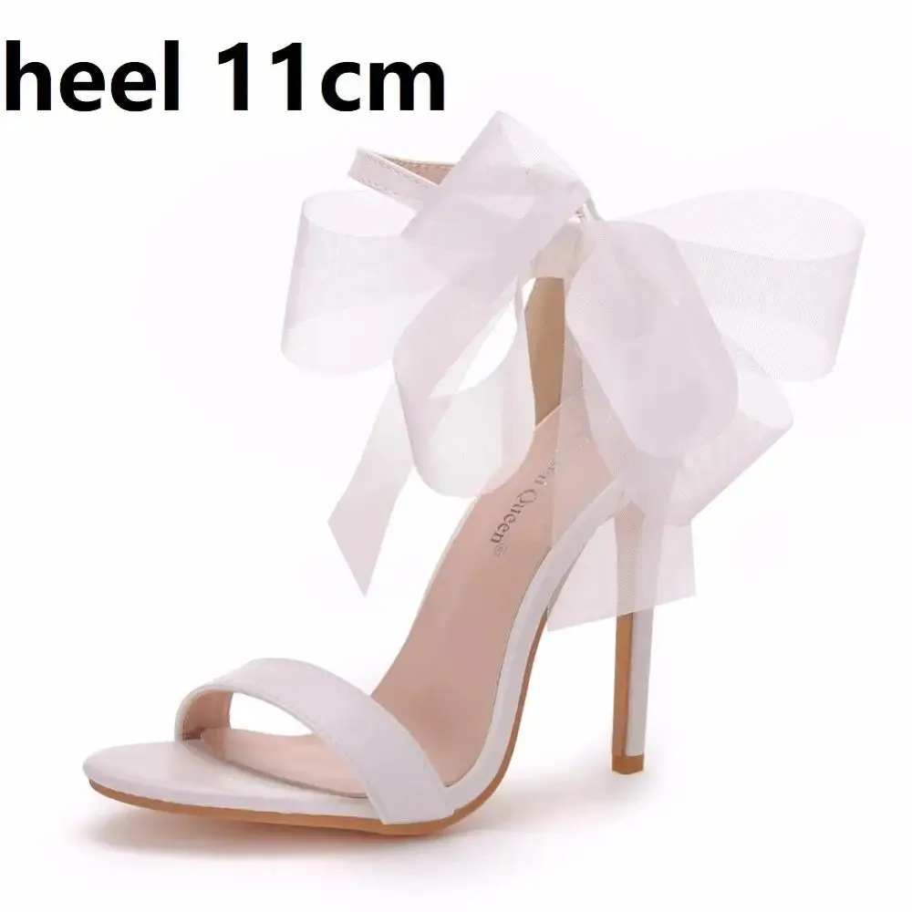 Sweet Bow Knot Ankle Strap Thin High Heels Sandals