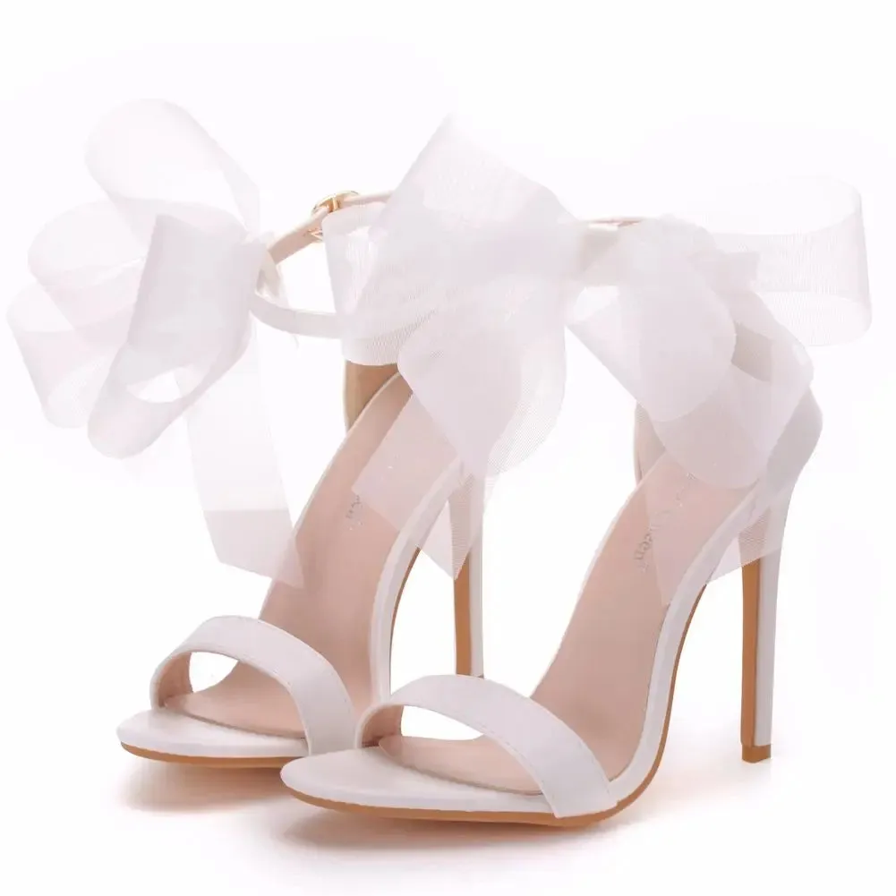 Sweet Bow Knot Ankle Strap Thin High Heels Sandals