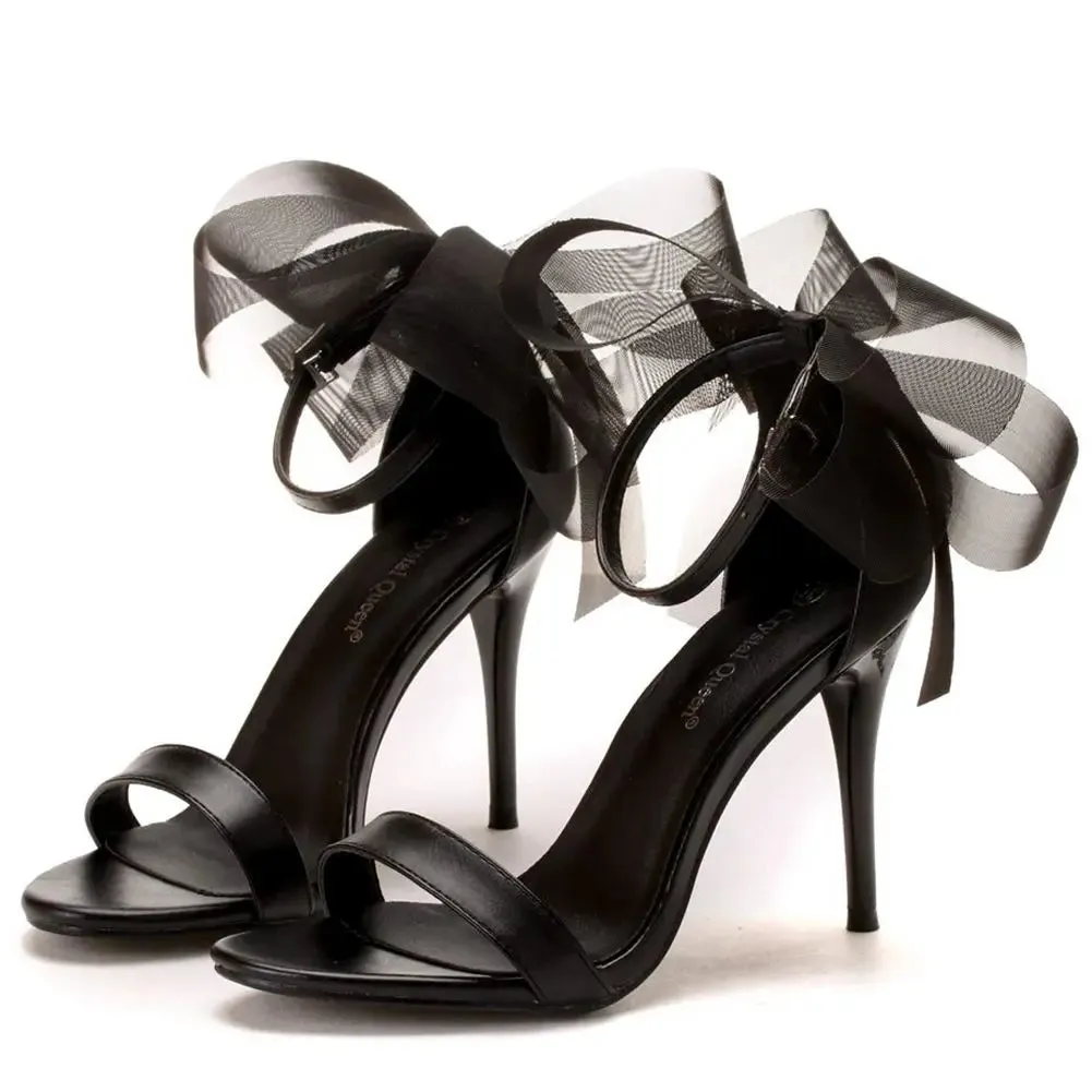 Sweet Bow Knot Ankle Strap Thin High Heels Sandals