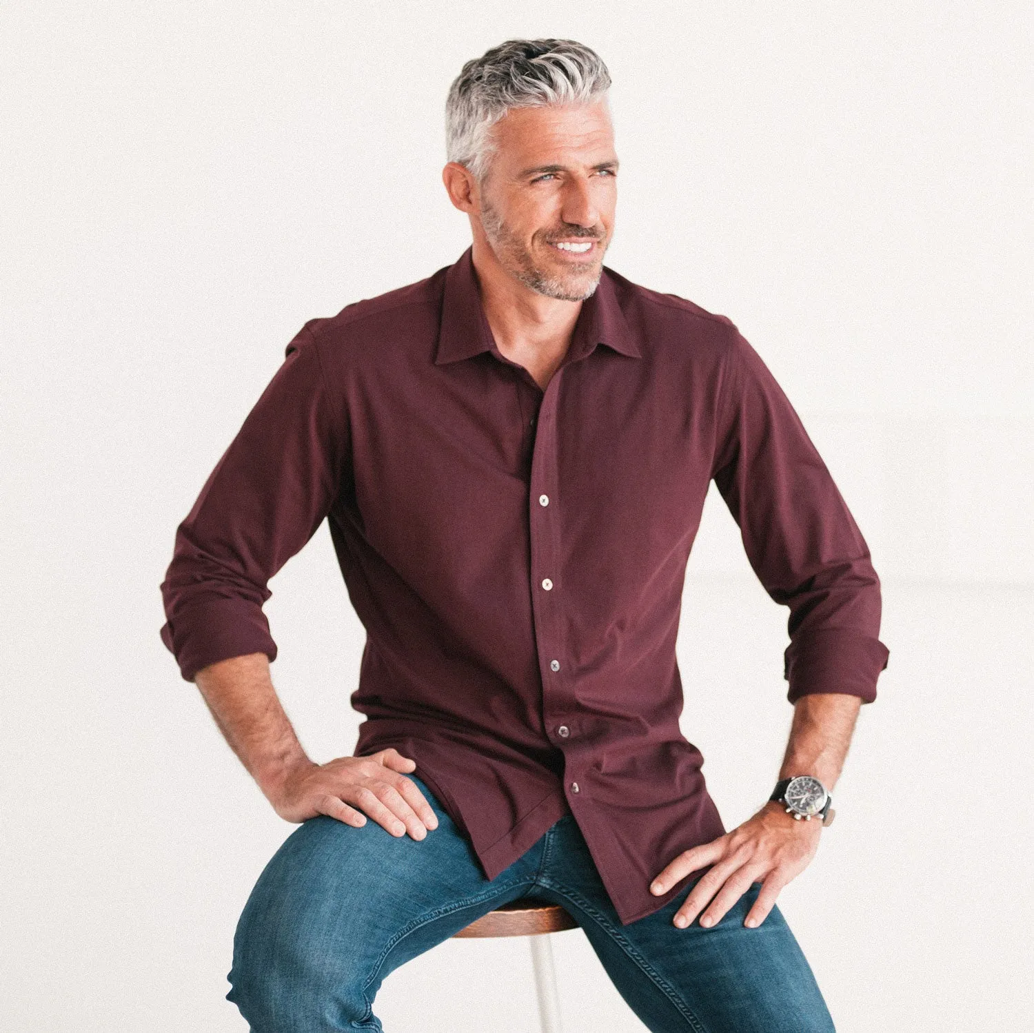 T-Shirt Shirt - Burgundy Cotton Jersey