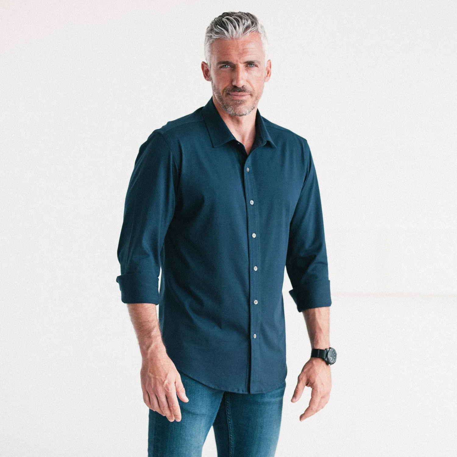 T-Shirt Shirt - Navy Cotton Jersey