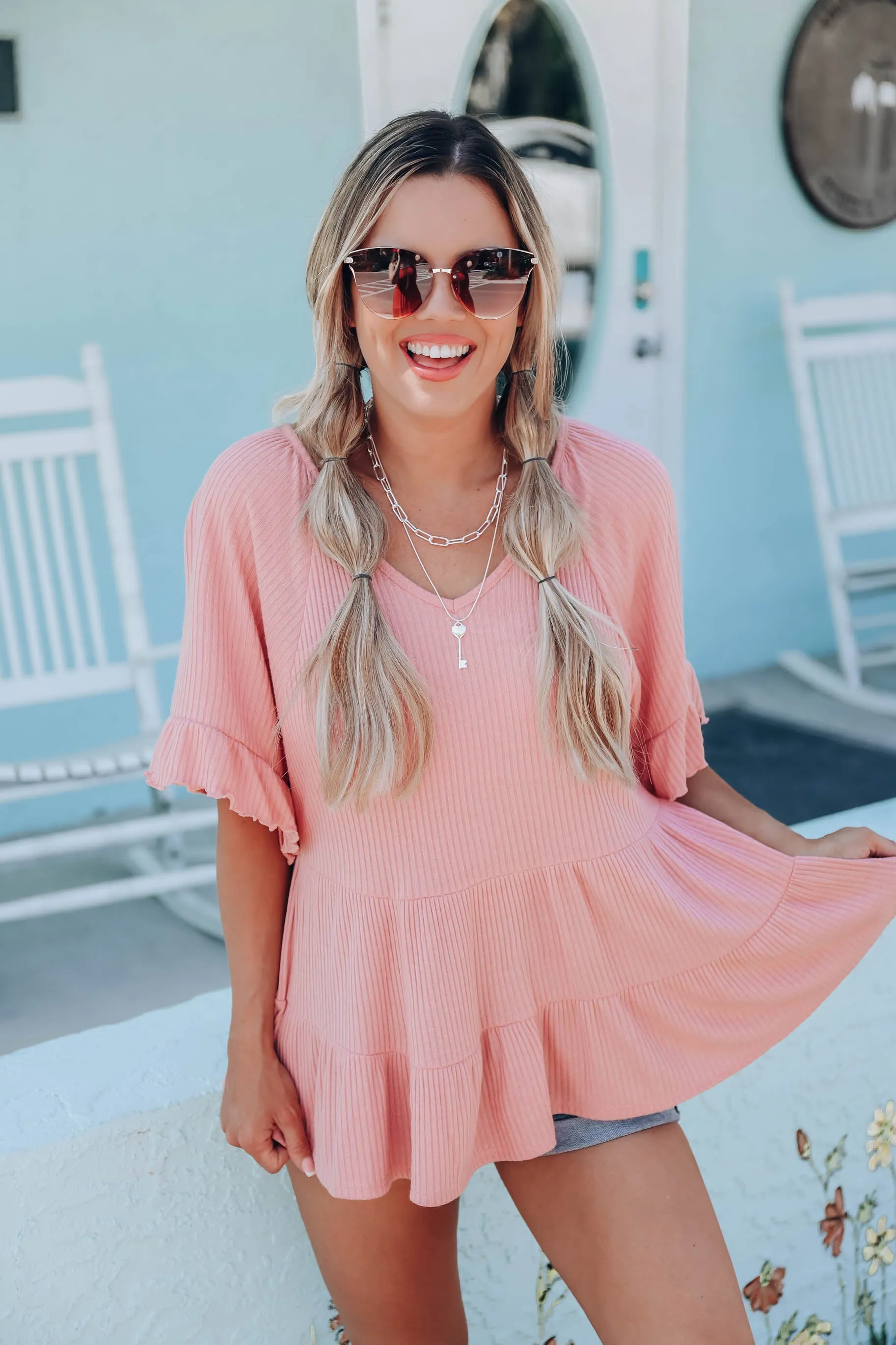 Tessa Tri-Blend Top - Dusty Pink