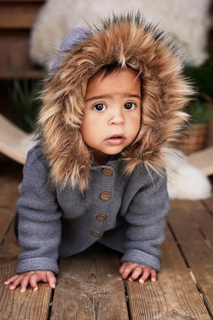 THE LITTLE TAILOR A/W Faux Fur Trimmed Hooded Jacket - Charcoal