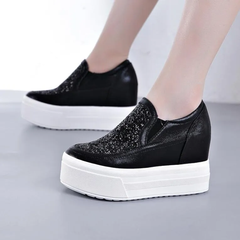Thicksole Inner Heel Glitter Casual Shoes GS210