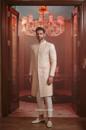 Thread and mirror work sherwani
