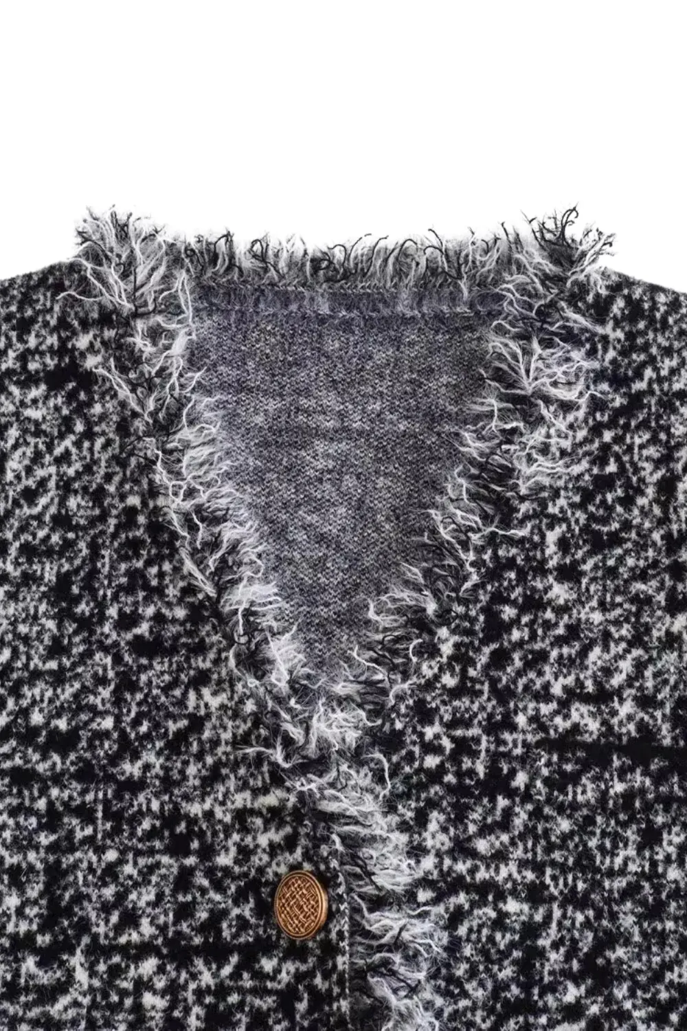 'Tianna' V-Neck Fringed Knitted Jacket