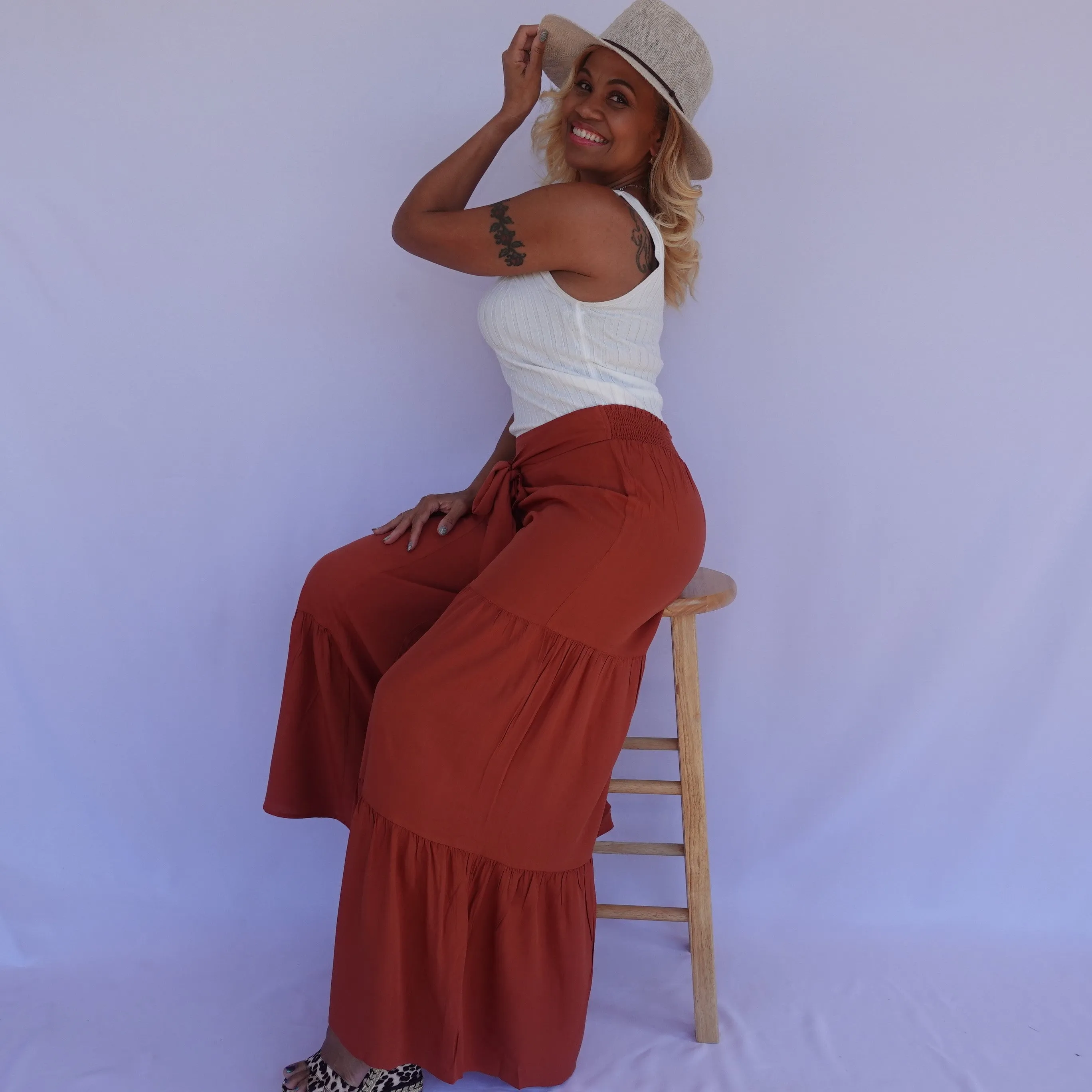 Tiered Wide Leg Pant