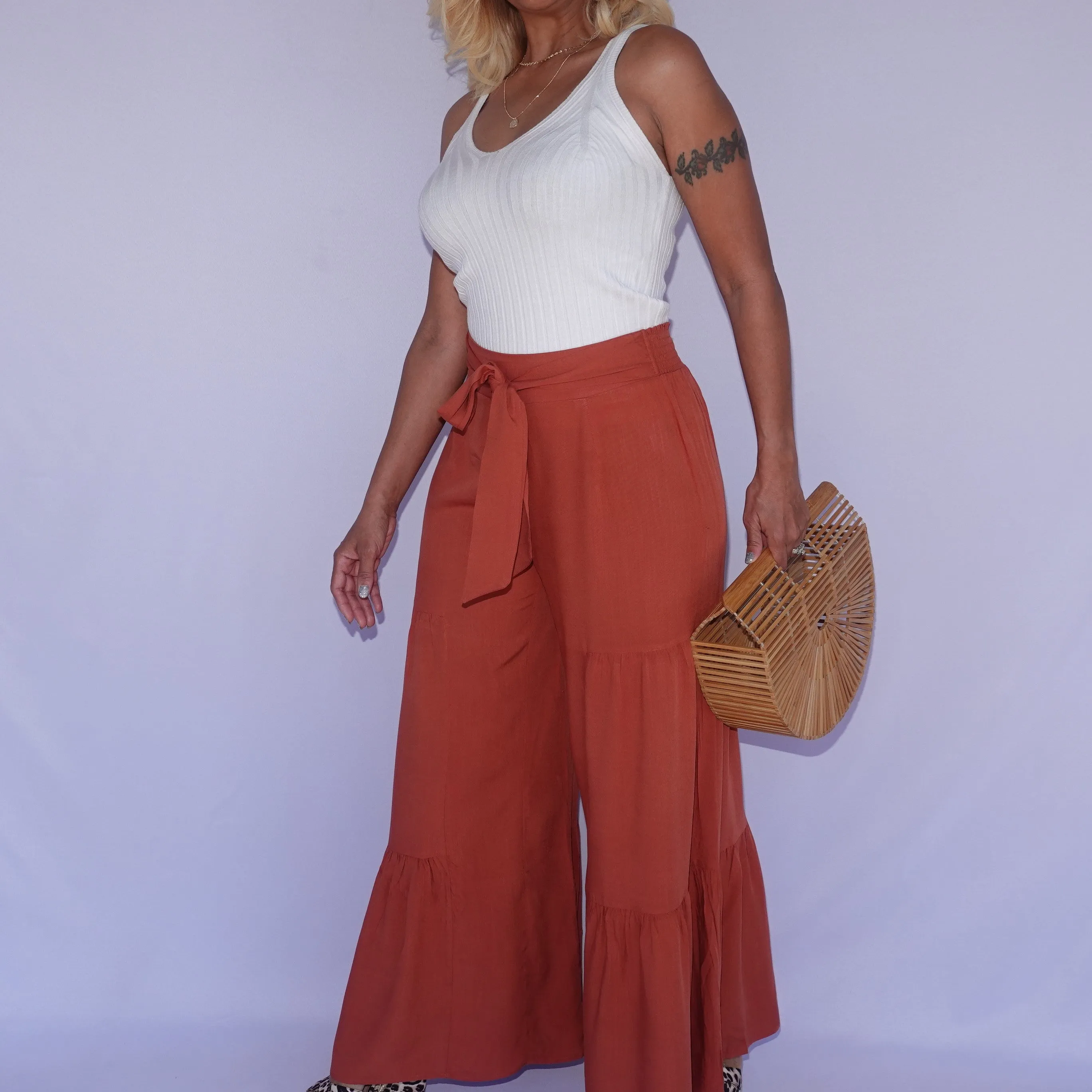 Tiered Wide Leg Pant