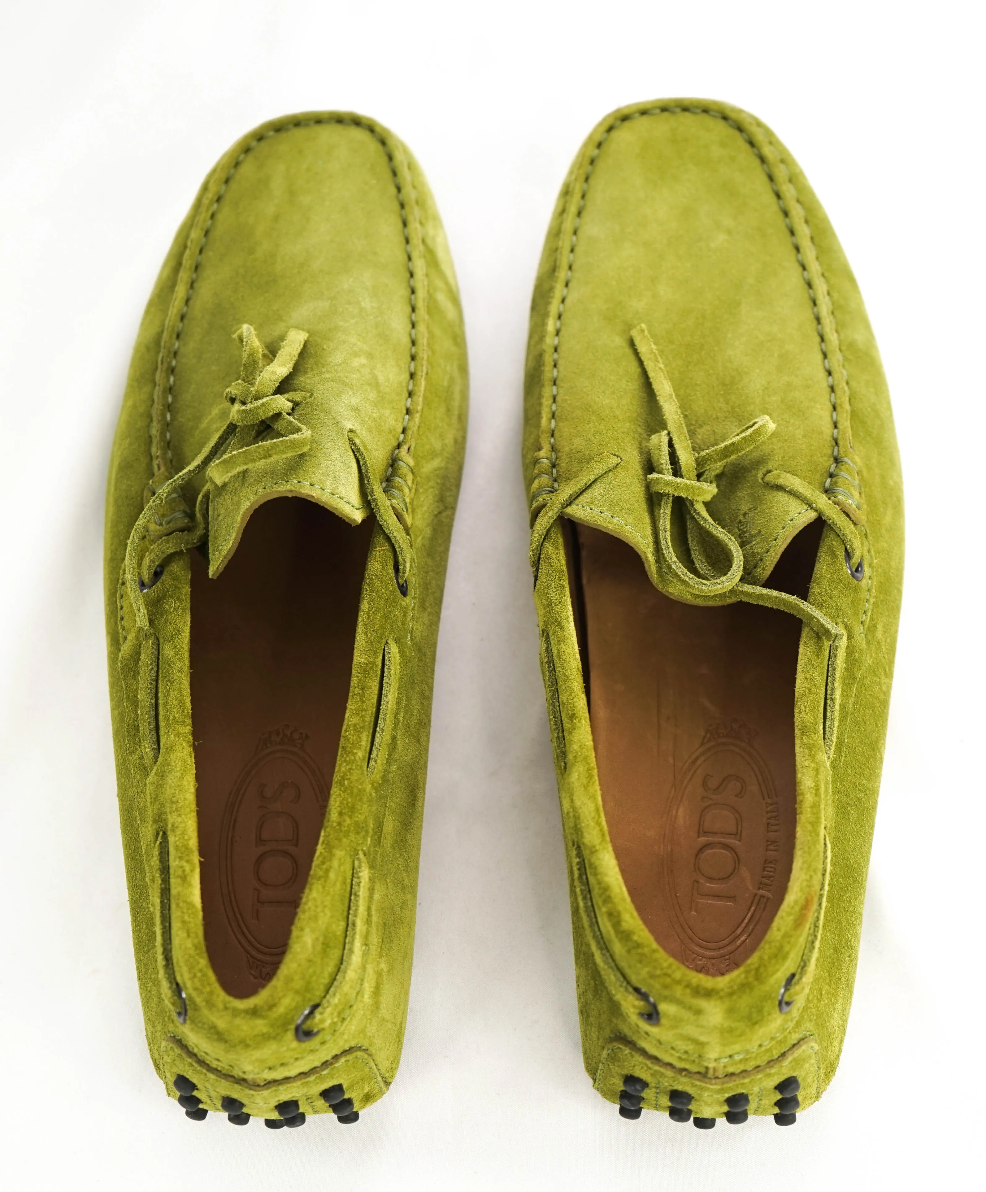 TOD’S - Green Suede Knot Front “Mocassino Gommini” Loafers - 9.5 (8.5)