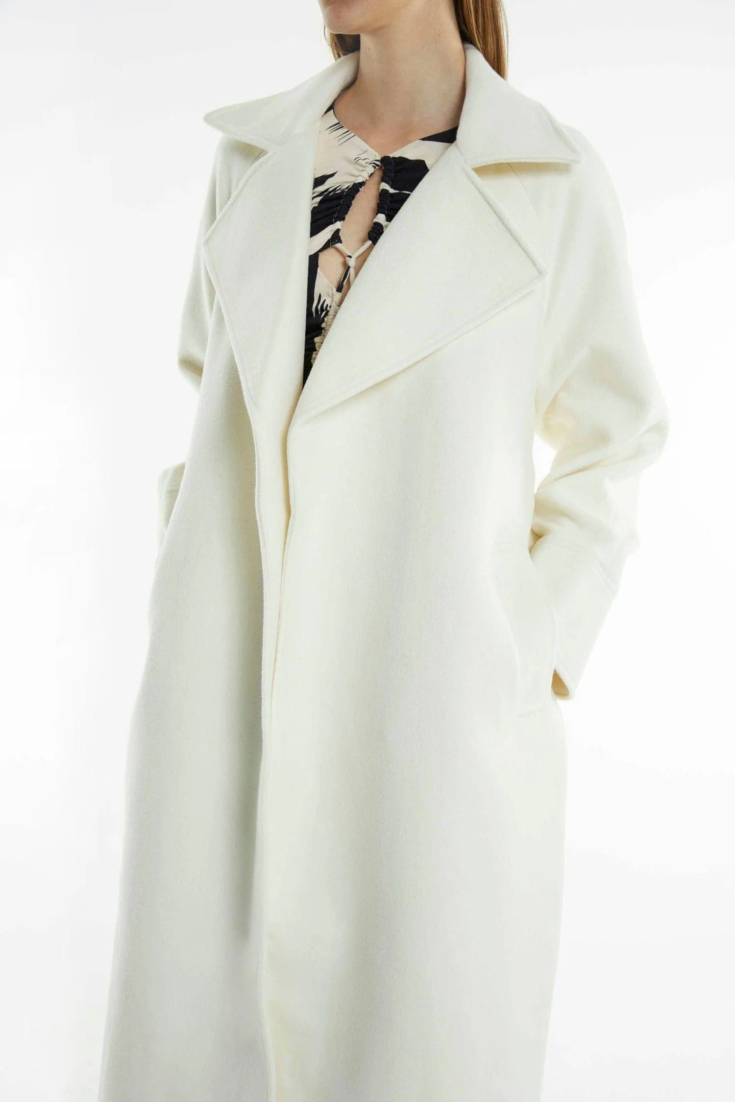 UNCOVER WOOLEN TRENCH COAT | CREAM