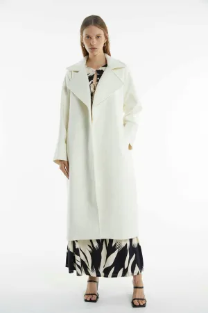 UNCOVER WOOLEN TRENCH COAT | CREAM