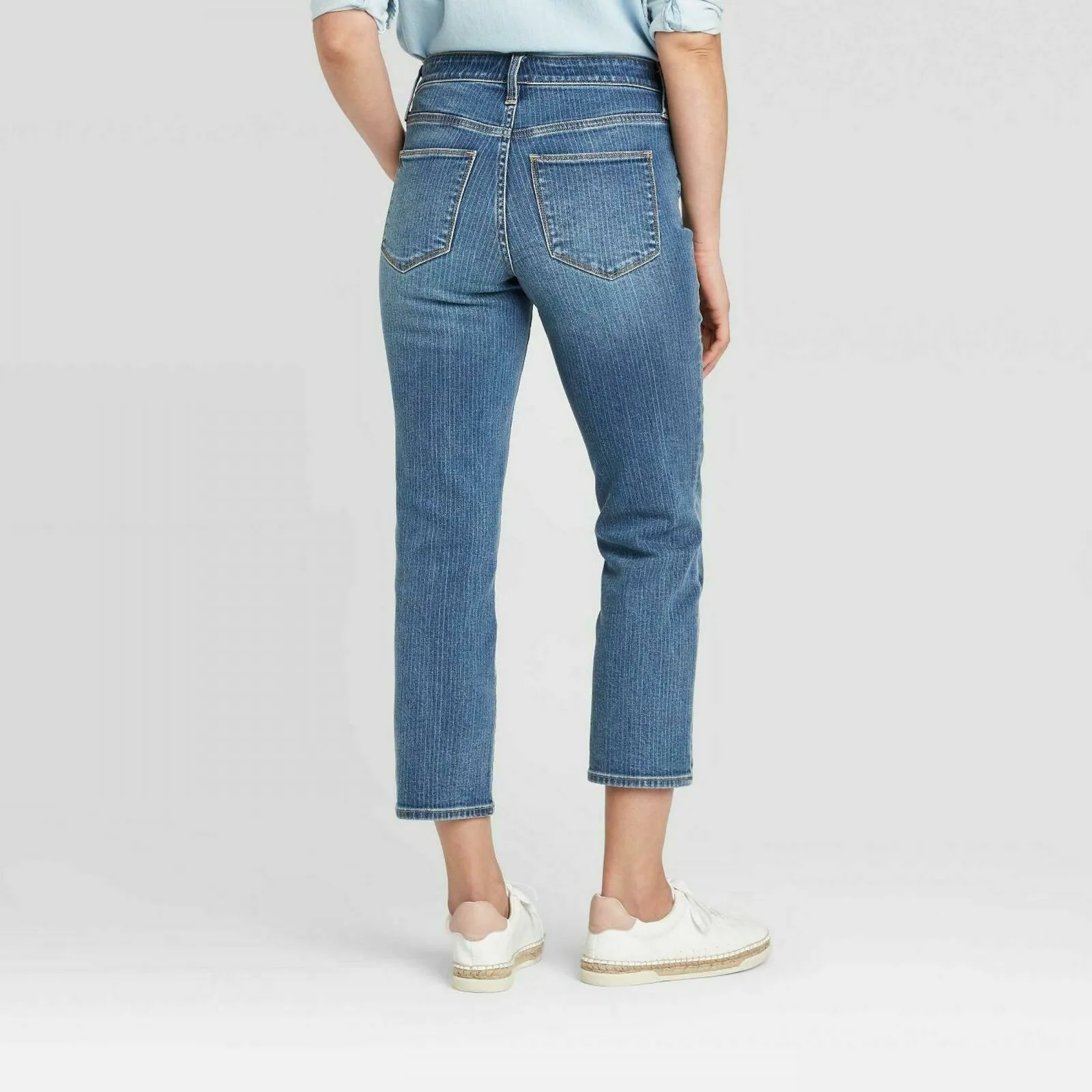 Universal Thread Women's High-Rise Striped Straight Cropped Jeans
