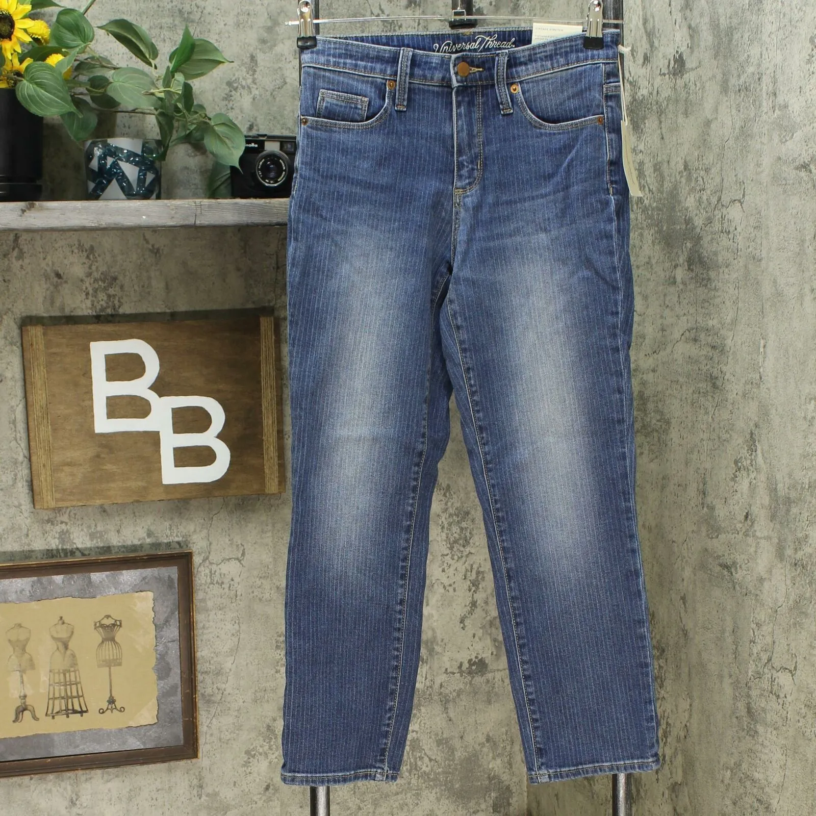 Universal Thread Women's High-Rise Striped Straight Cropped Jeans