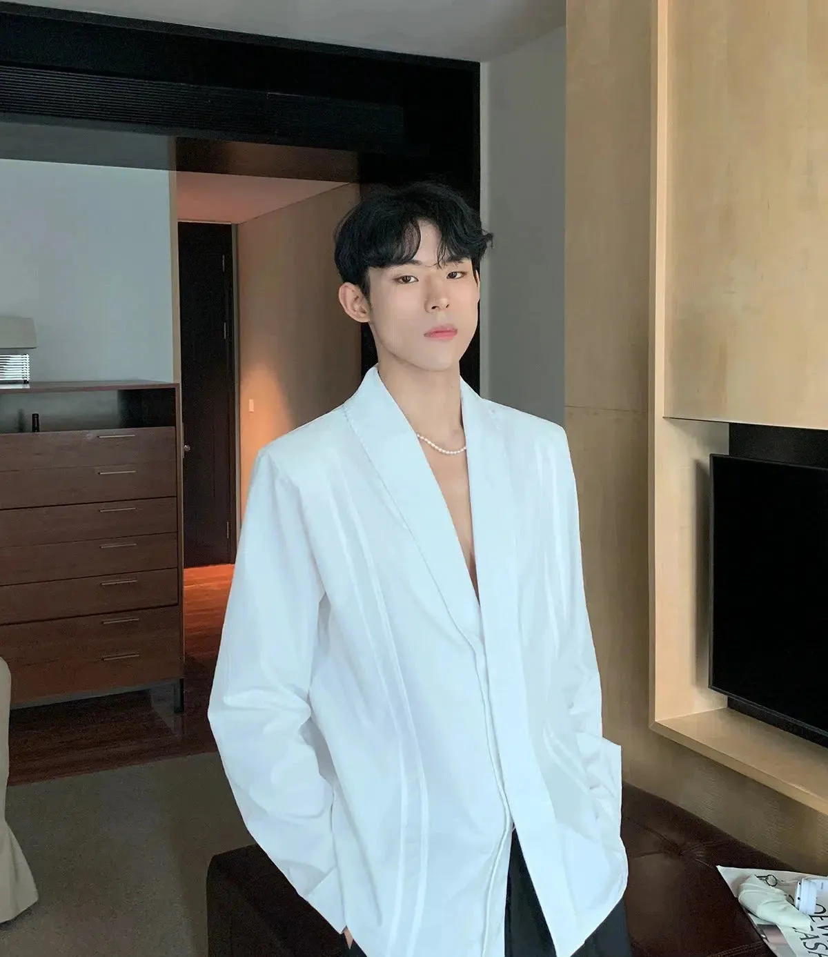 V-Neck Button-Down Shirt