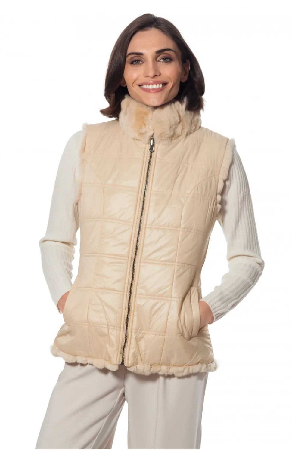 Vest, Reversible Genuine Rex Rabbit Fur - Linda Richards - FK260