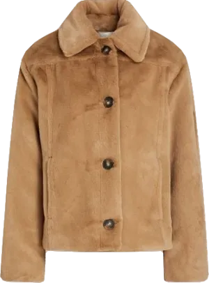 Vince Beige Faux Fur Jacket BNWT UK XS