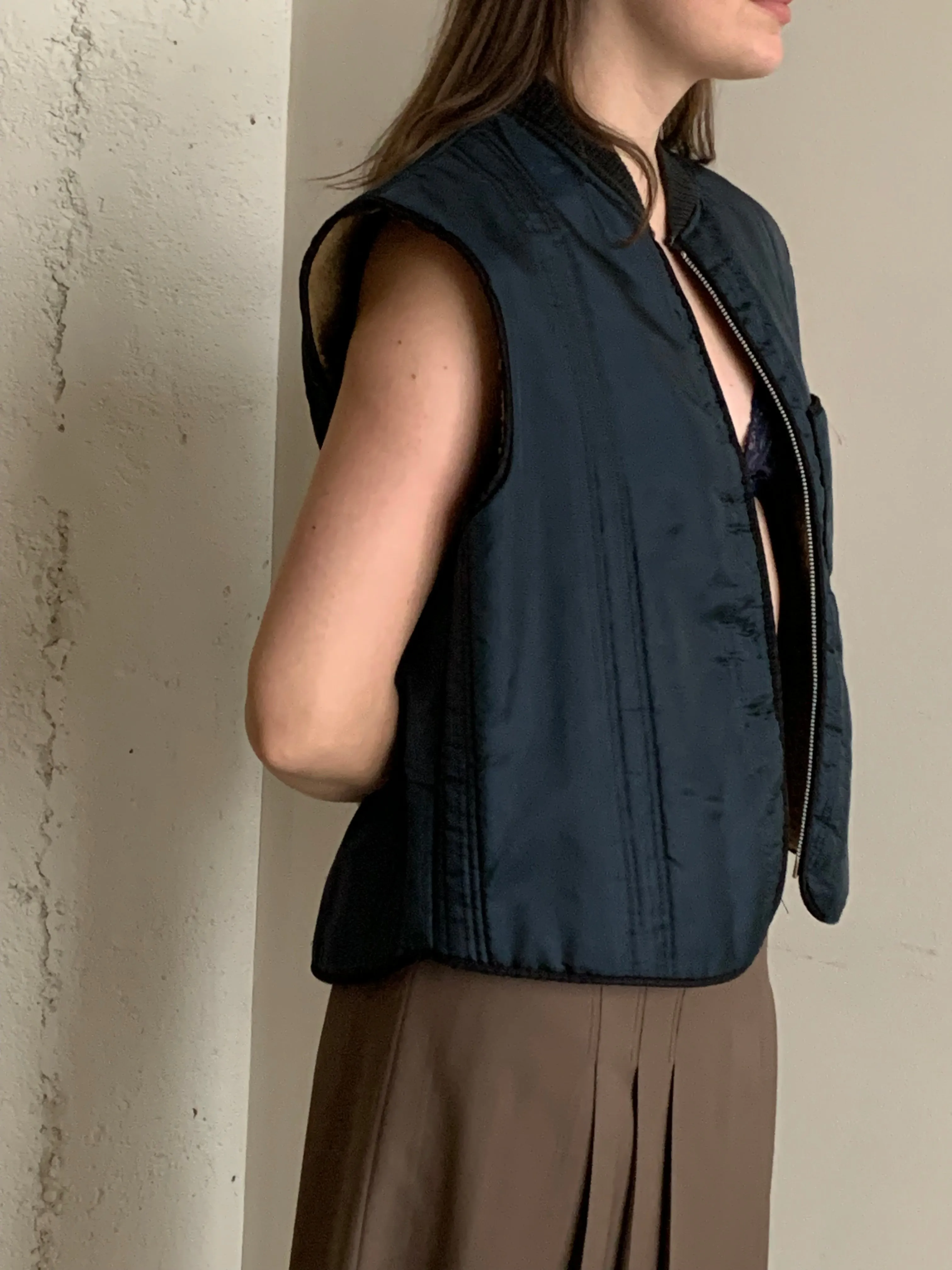 Vintage nylon and shearing vest