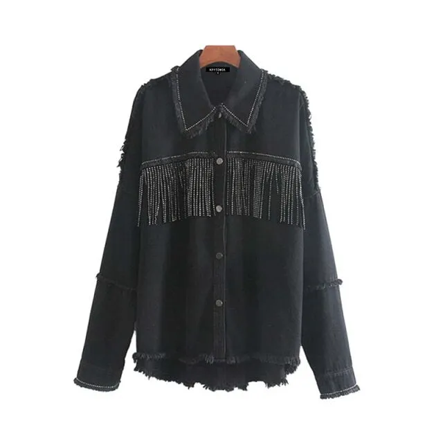 Vintage Tassel Beaded Women Jacket Coat