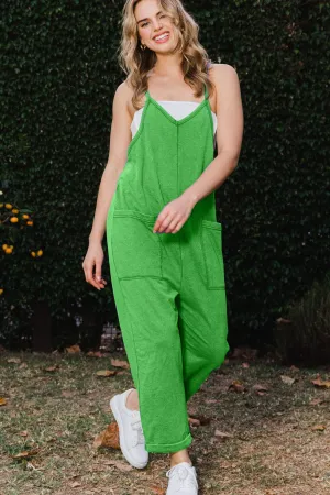 Washed Green Slouchy Jumpsuit with Pockets