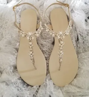 Wedding Sandals with Pearls and Crystals