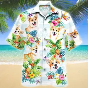 Welsh Corgi Tropical Flower Hawaiian Shirt