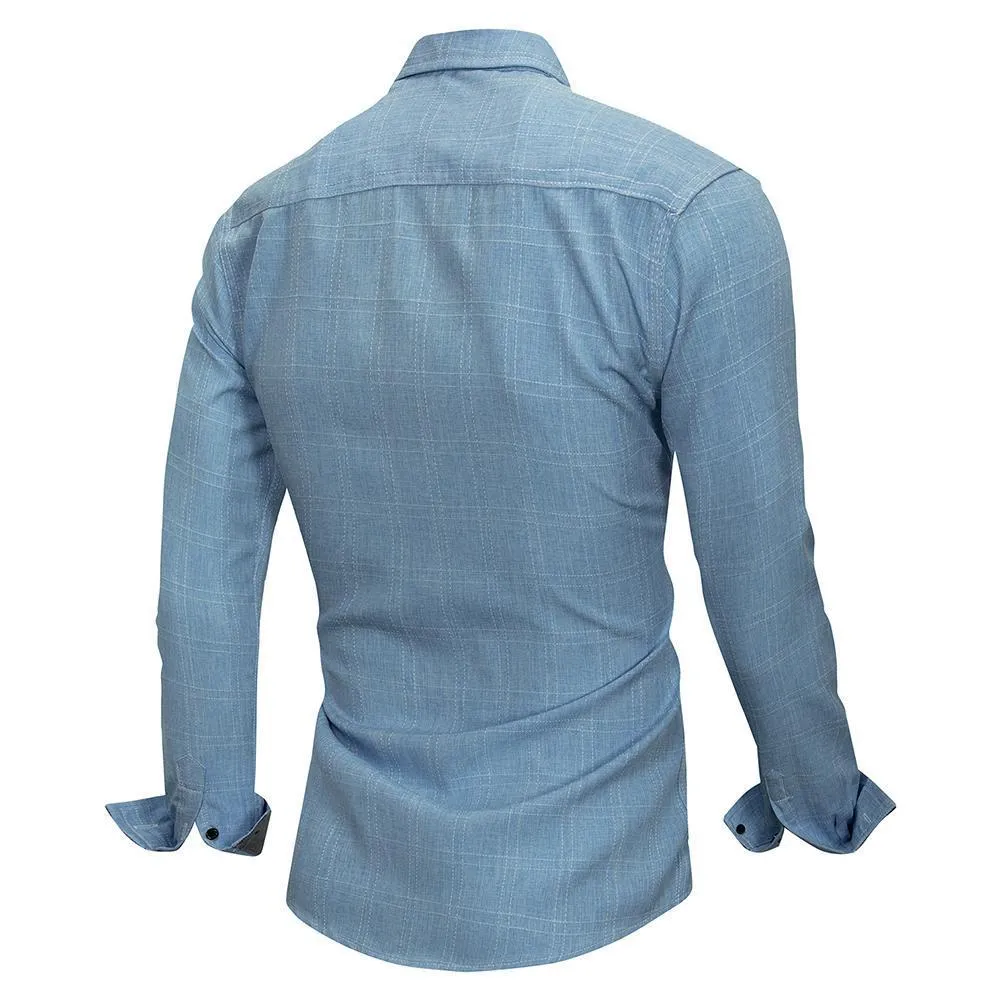 West Louis™ 100% Cotton Plain Plaid Shirt