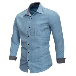 West Louis™ 100% Cotton Plain Plaid Shirt