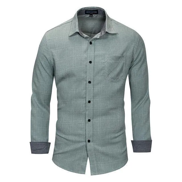 West Louis™ 100% Cotton Plain Plaid Shirt
