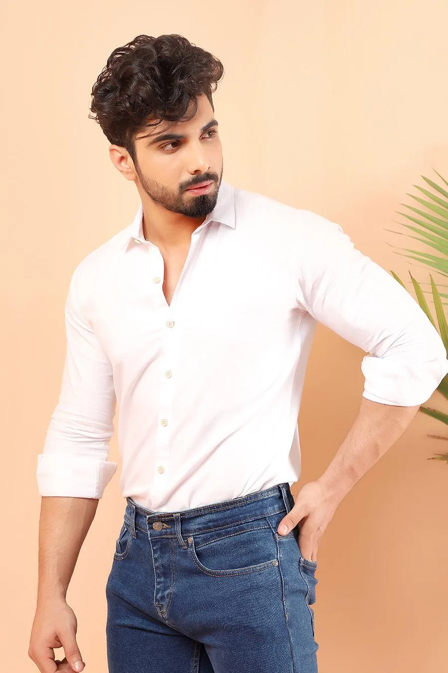 White Casual Shirt FS Slim Fit