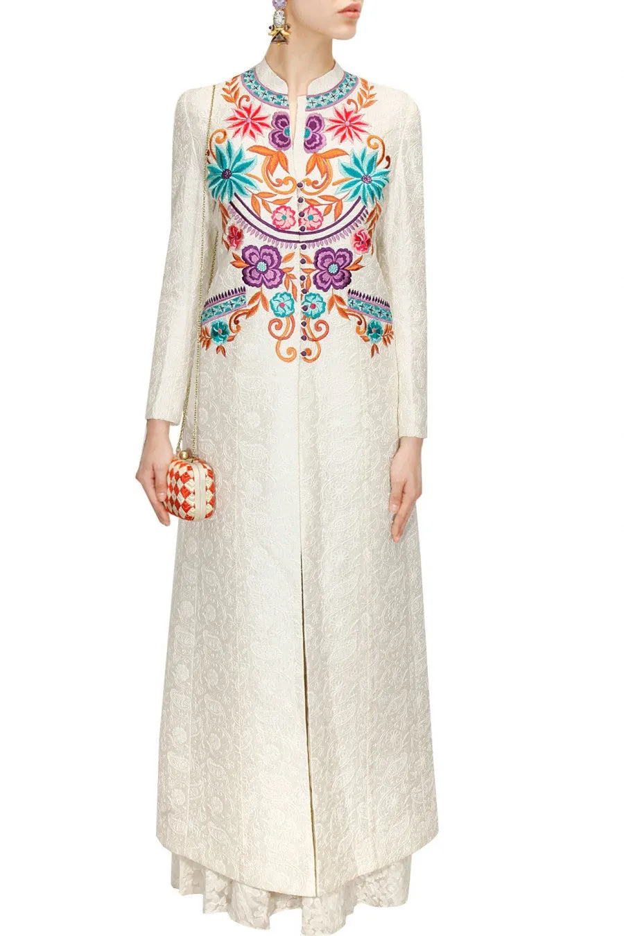 White colour Chikankari Plazzo set with thread work