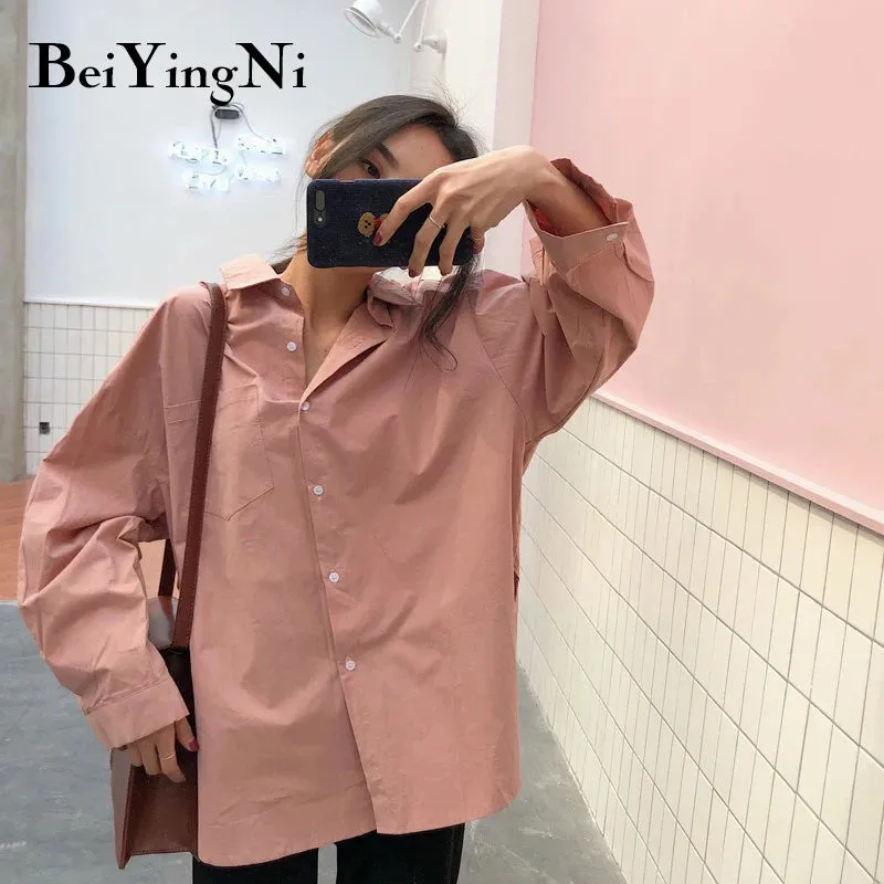 White Plain Loose Oversized Long Sleeve Top