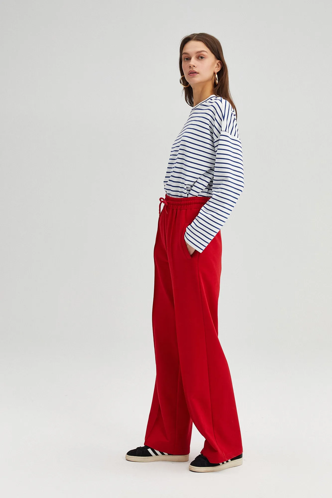 WIDE LEG KNIT TROUSERS