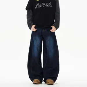 Wide-Leg Scimitar Jeans Pants