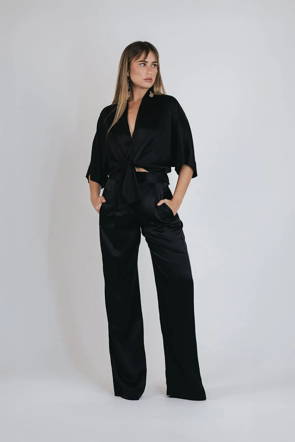 Wide Leg Trouser in Black