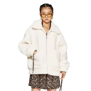 Wild Fable Women's Long Sleeve Oversized Zip-Up Sherpa Faux Fur Jacket