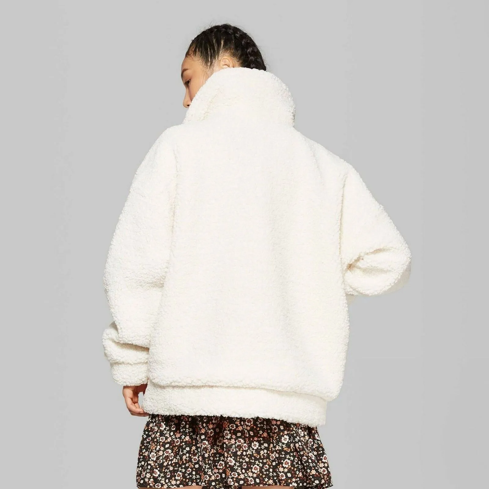 Wild Fable Women's Long Sleeve Oversized Zip-Up Sherpa Faux Fur Jacket