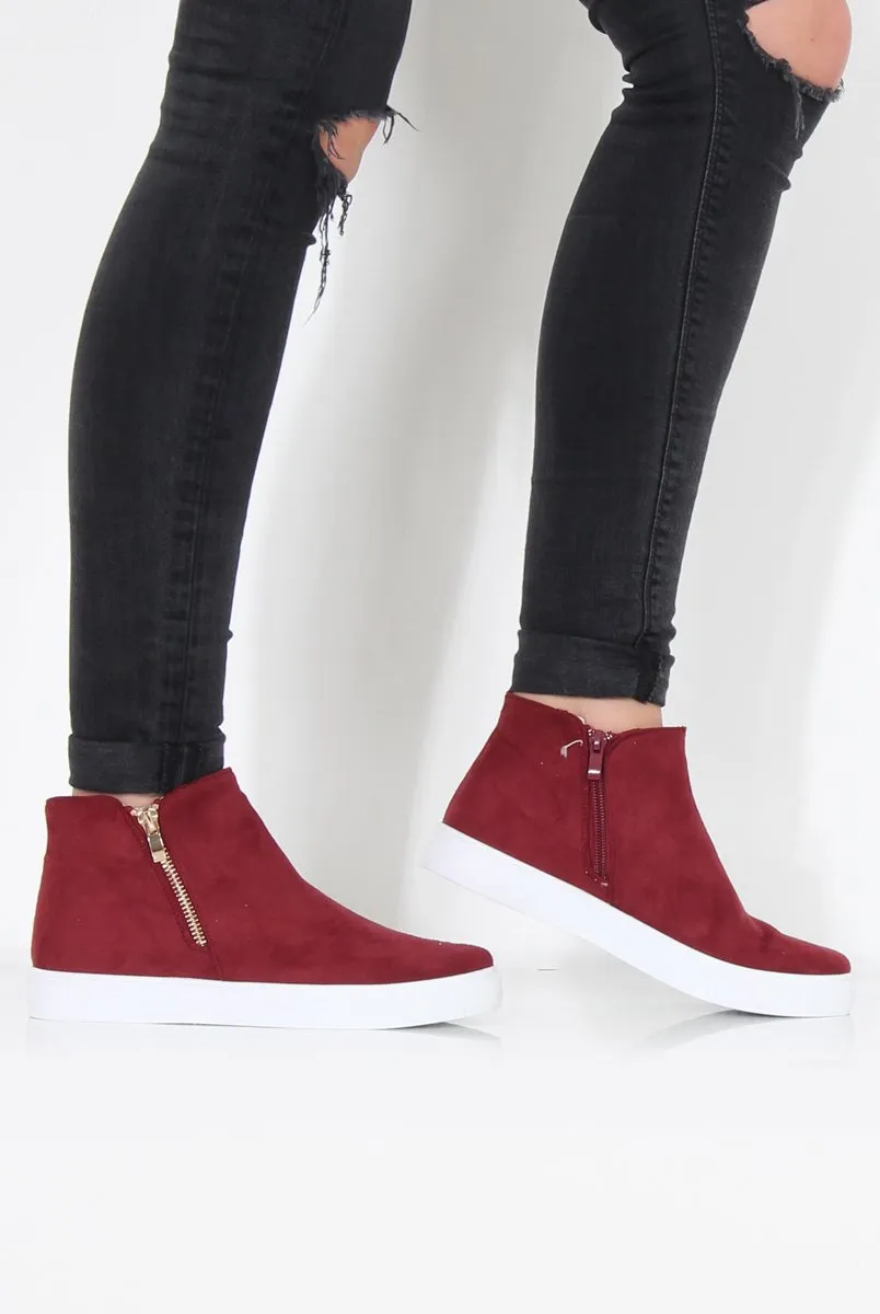 Wine Suede High Top Trainers - Nya