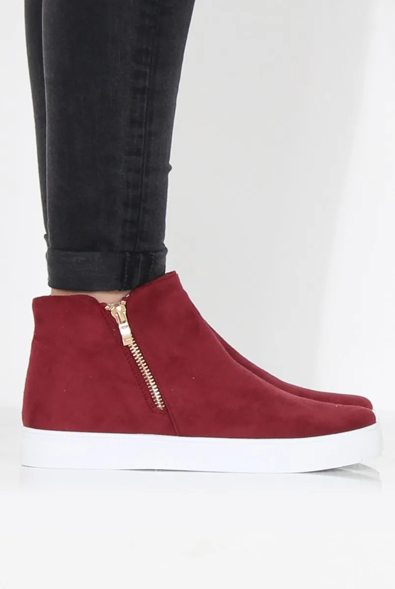 Wine Suede High Top Trainers - Nya