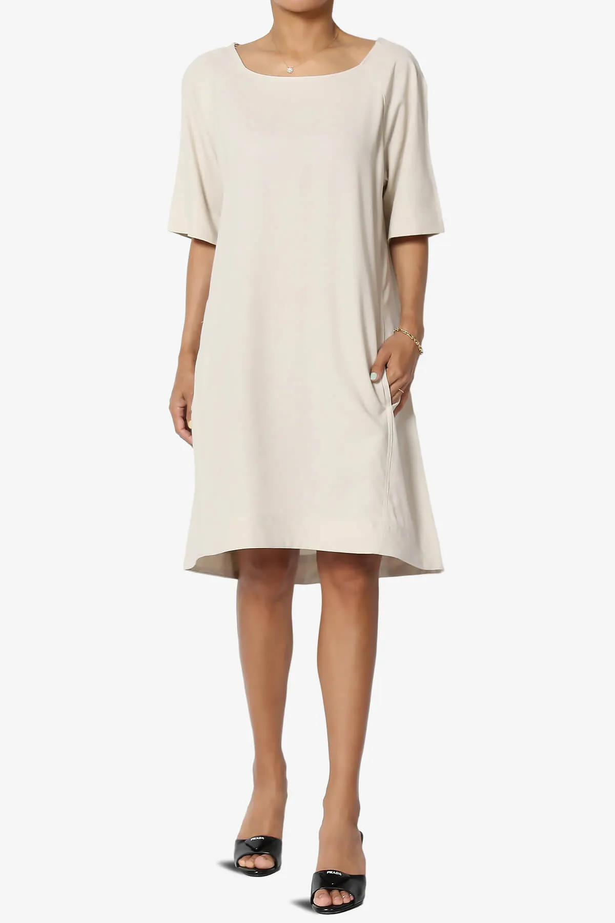 Winny Linen Short Sleeve Shift Dress